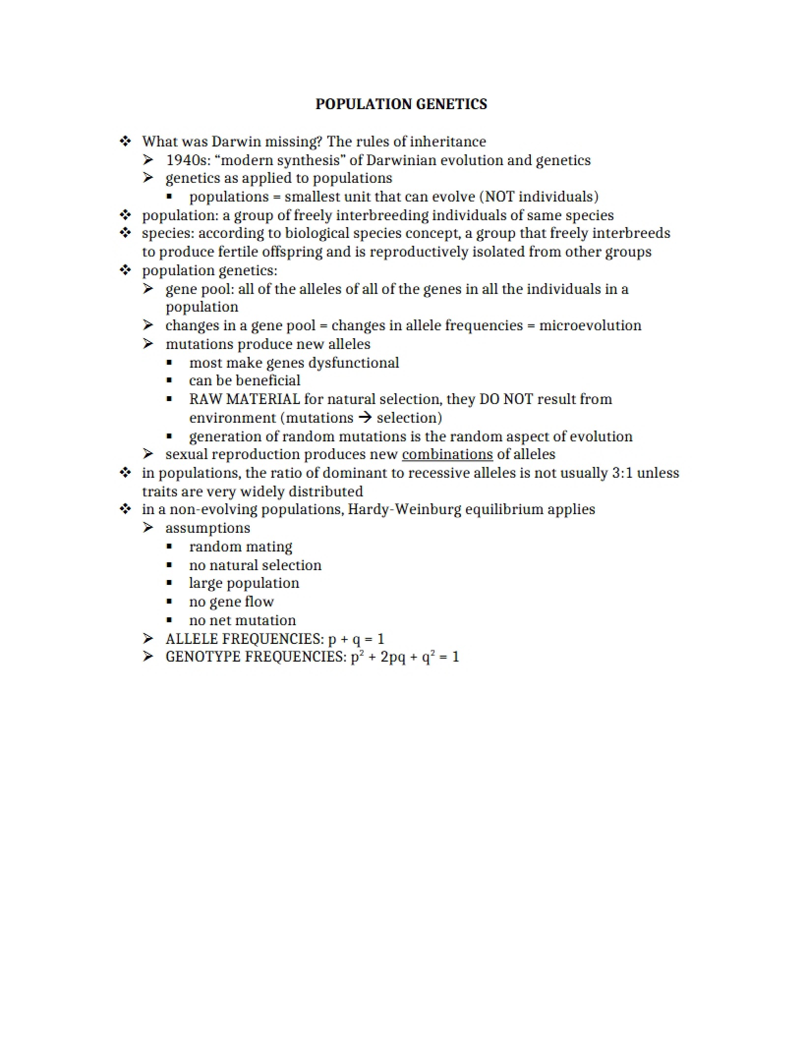Genetics of Populations