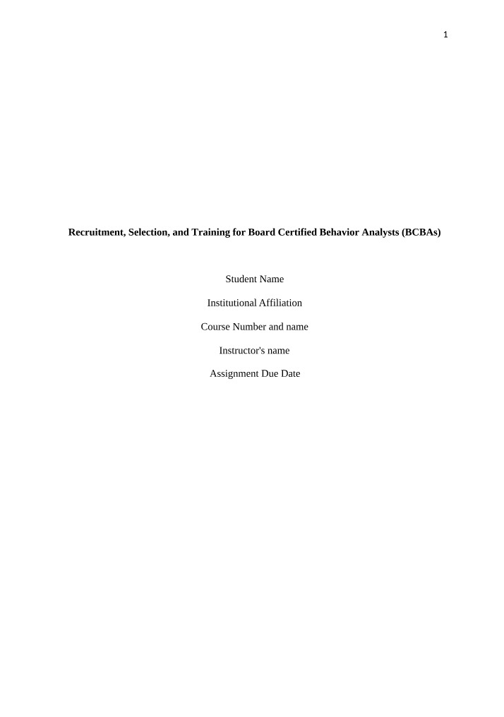 Recruitment, Selection, and Training for BCBAs
