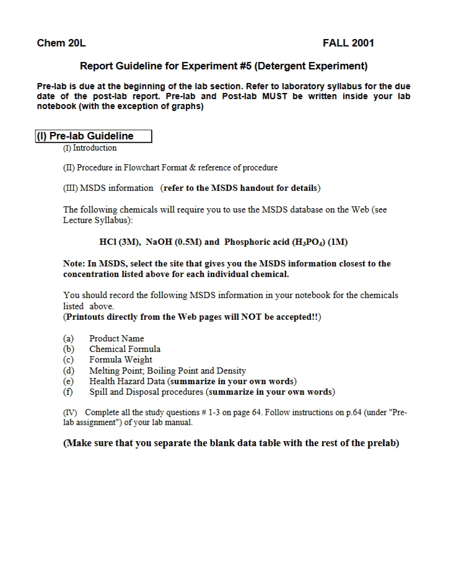Activity Guidelines