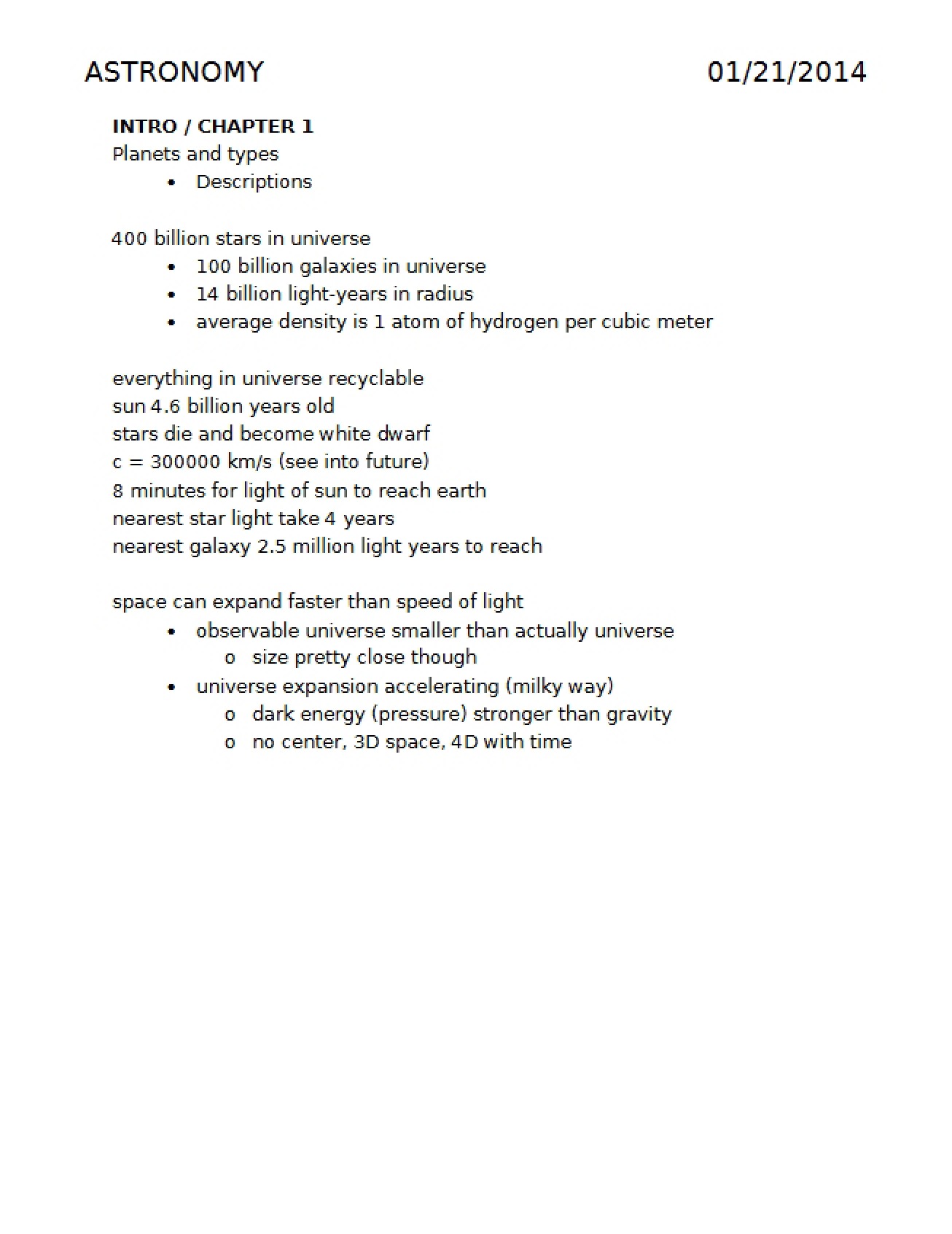 Astronomy Overview