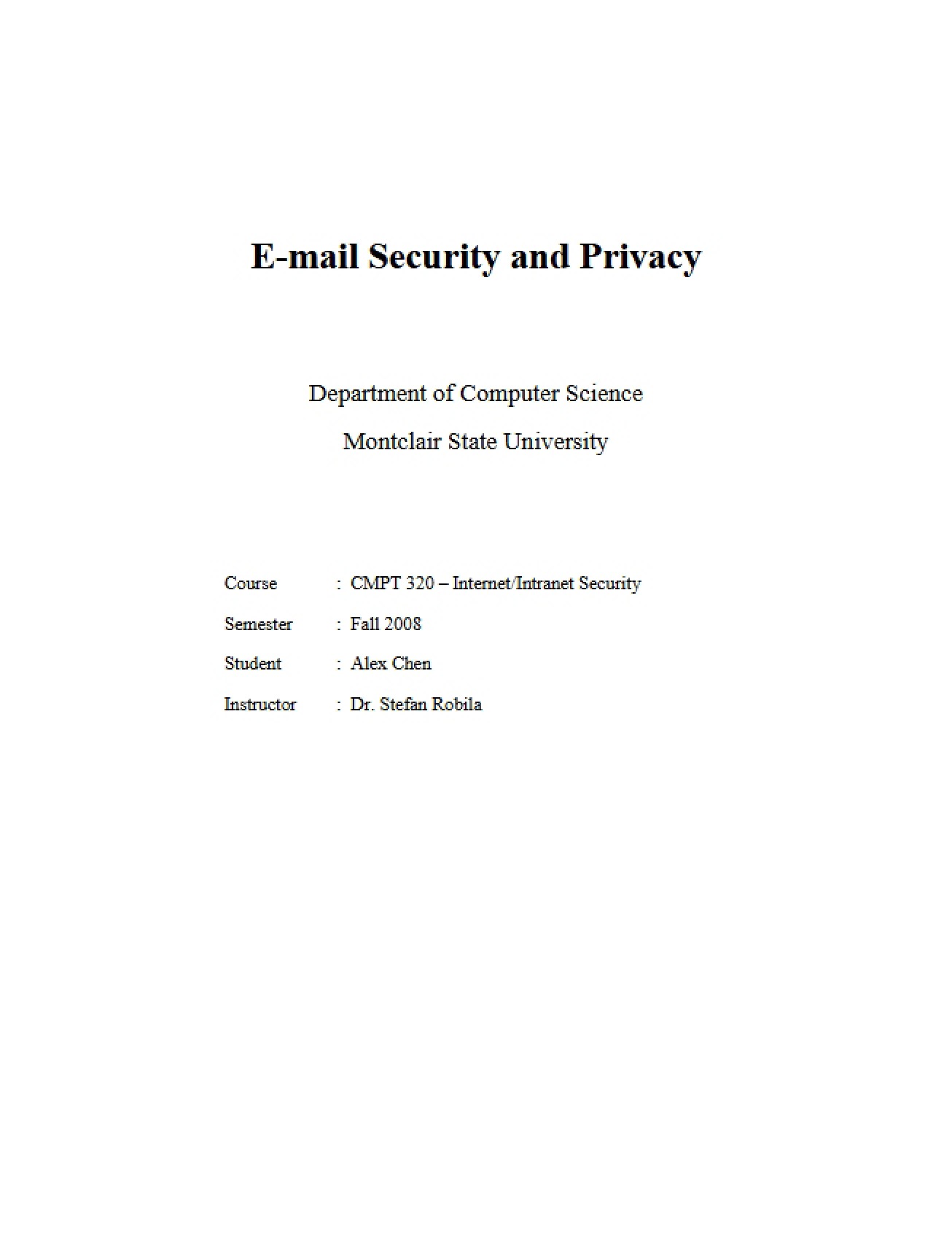 Privacy and Email Security