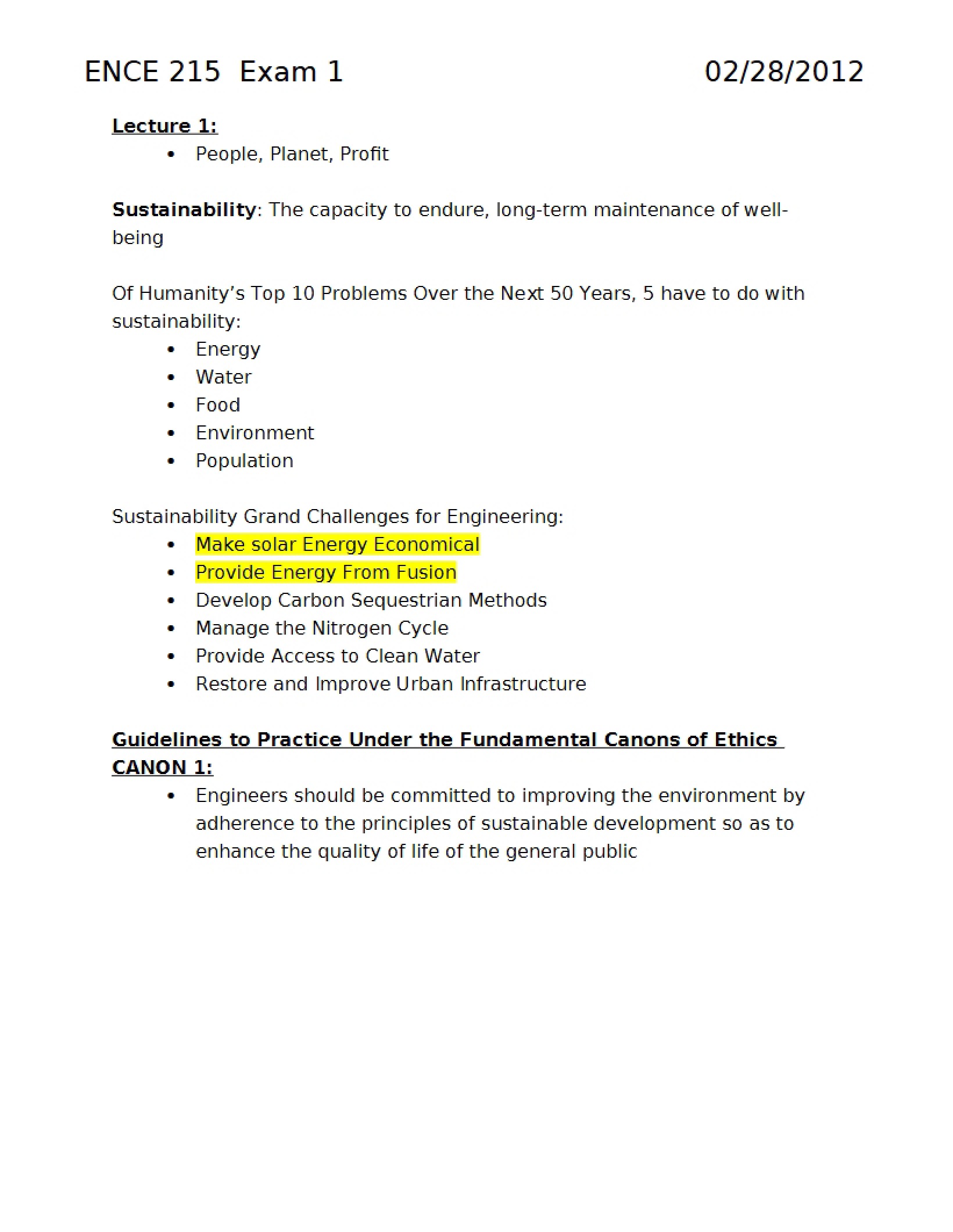 Sustainability Lecture Notes