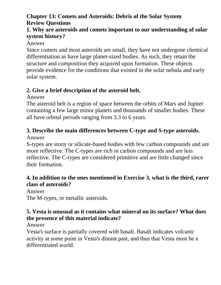 Chapter 13 - Comets and Asteroids - Debris of the Solar System