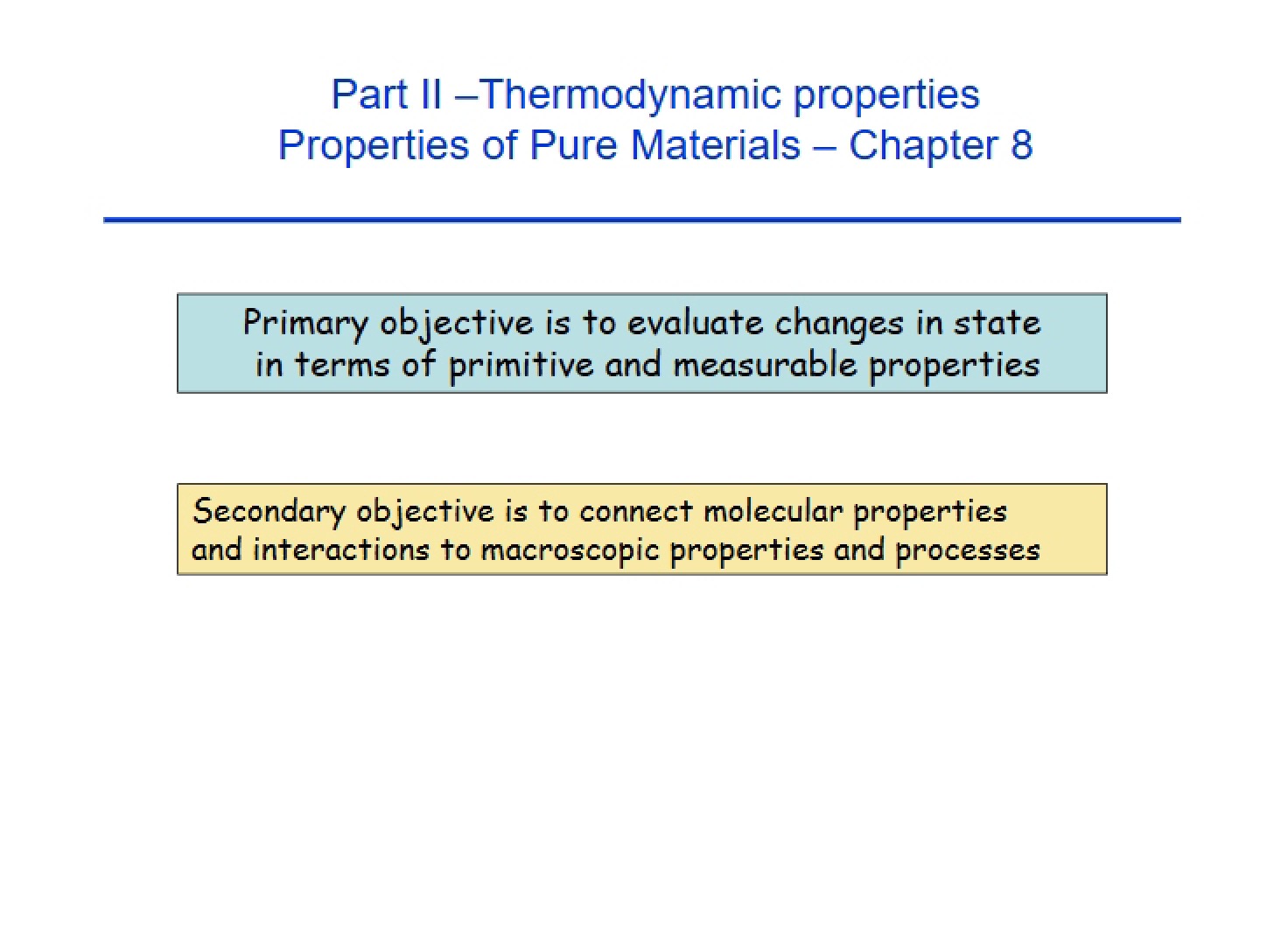 Pure Material Properties