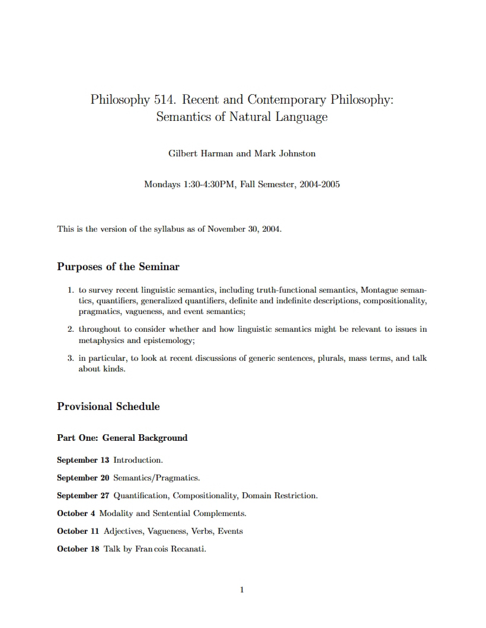Philosophy Recent and Contemporary