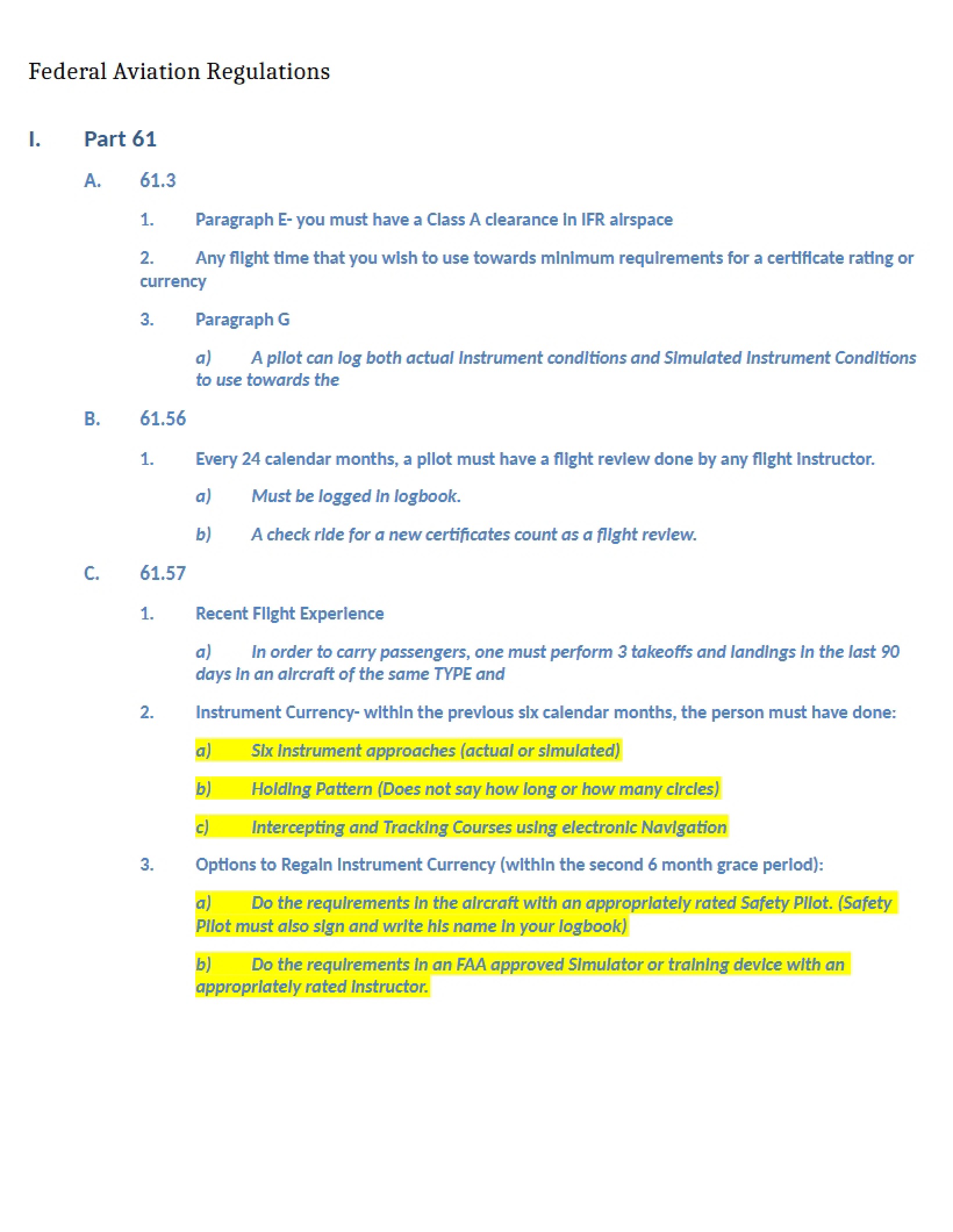 Federal Aviation Regulations (FARs)