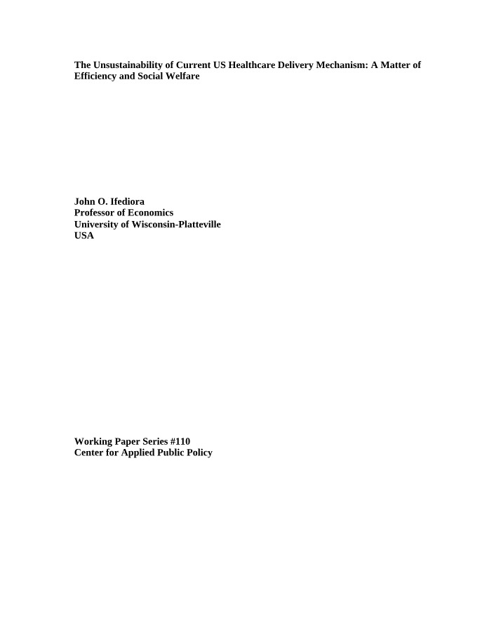 Health Economics - Working Paper #110