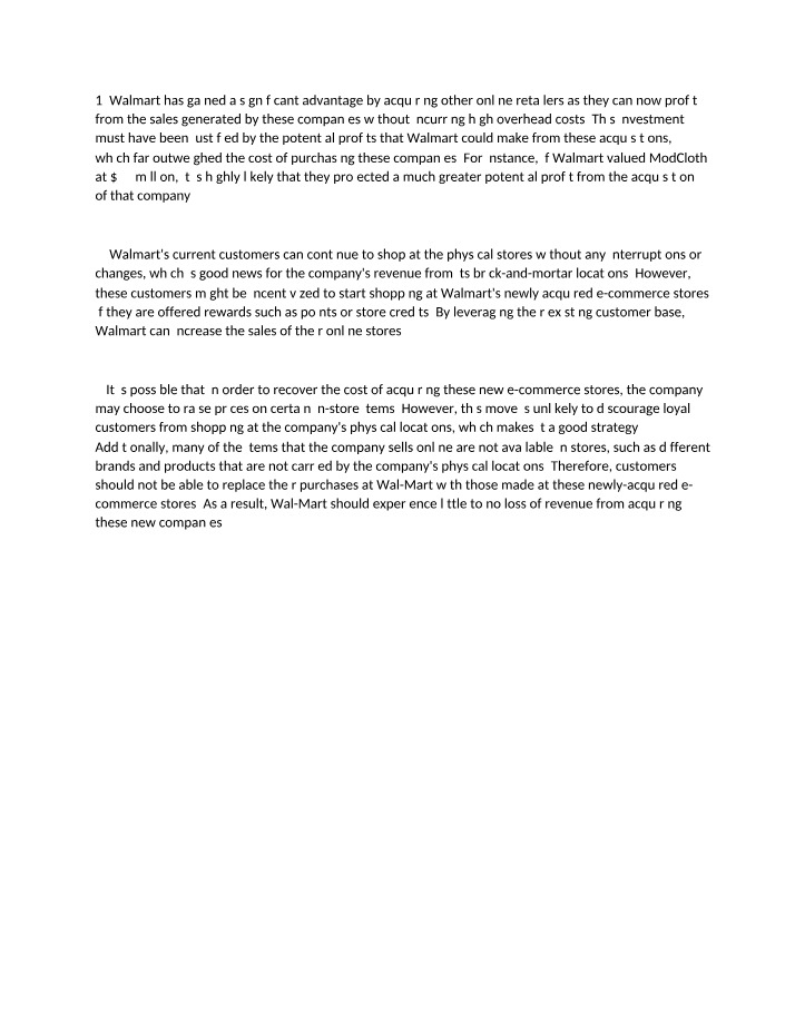 Walmart's Advantage - Acquiring Online Retailers