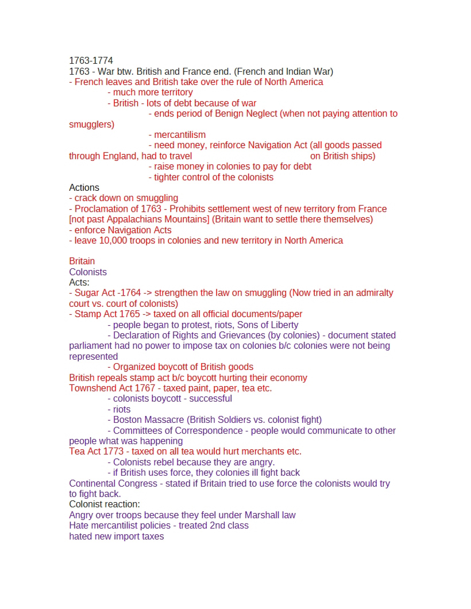 Western Civ 1763-1774