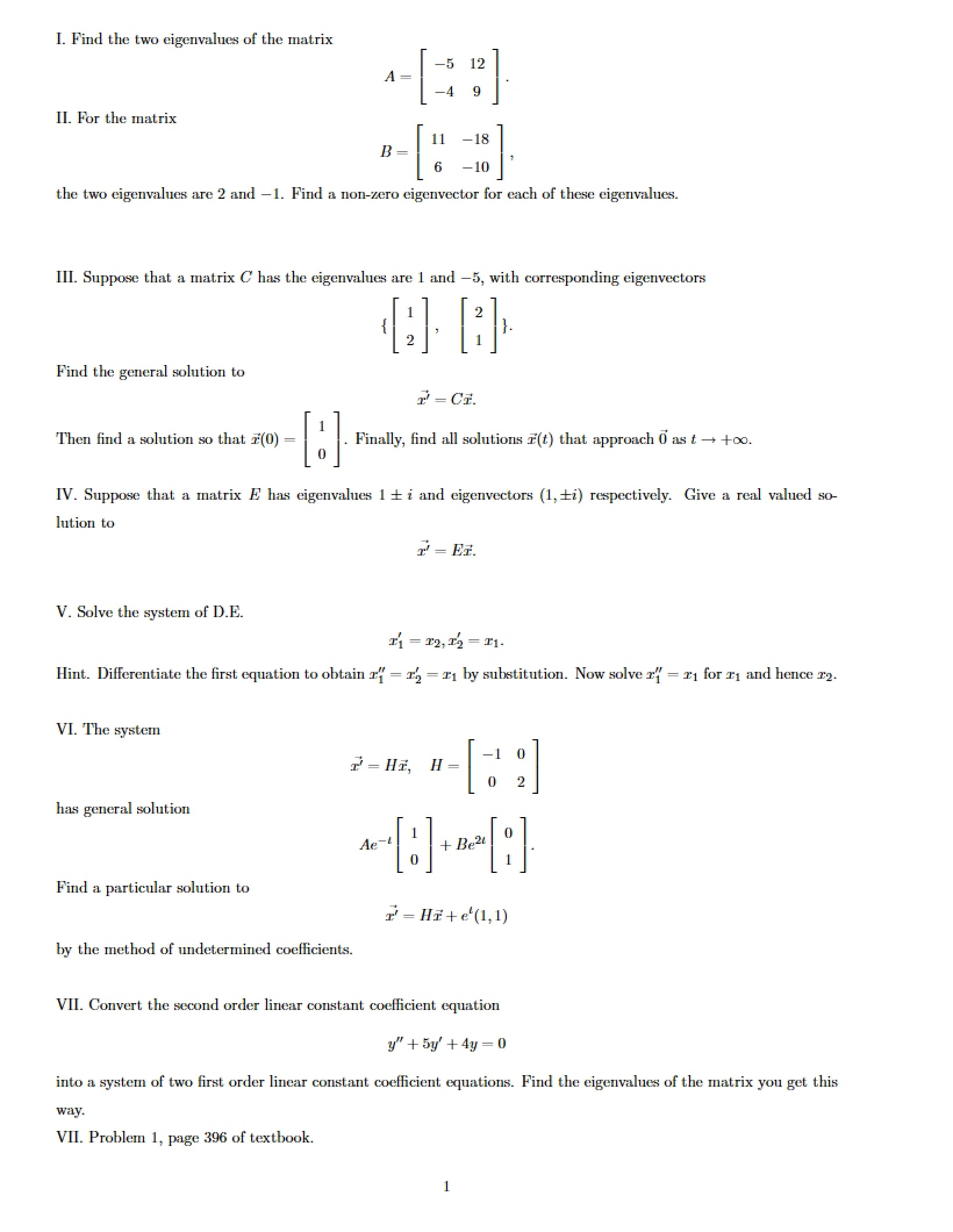 Notes on Diff Eq Lectures