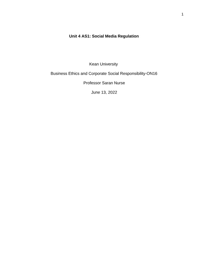 Regulation of Social Media