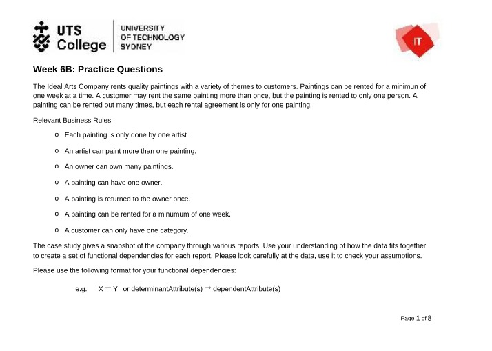 Week 6B Practice Questions for IT