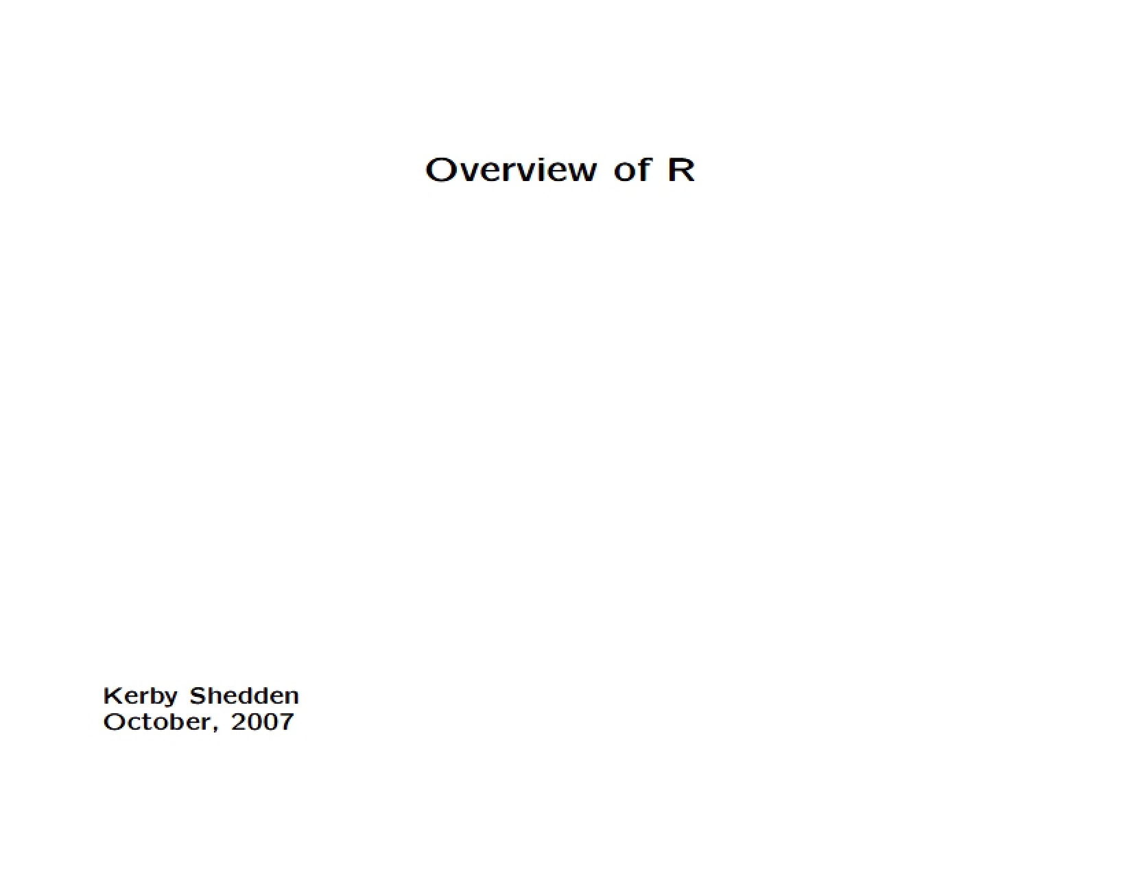 R Software Overview