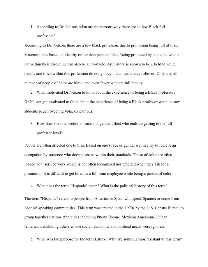 The Lack of Black Professors - Bias and Issues