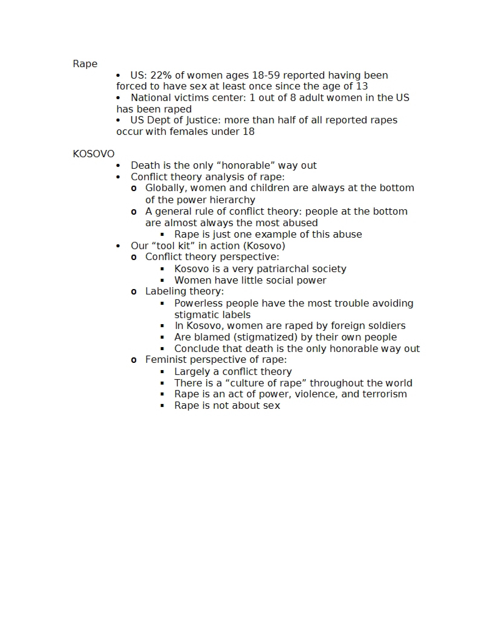 Sociological Perspectives on Rape