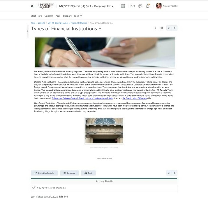 Types of Banks and Financial Institutions in Canada