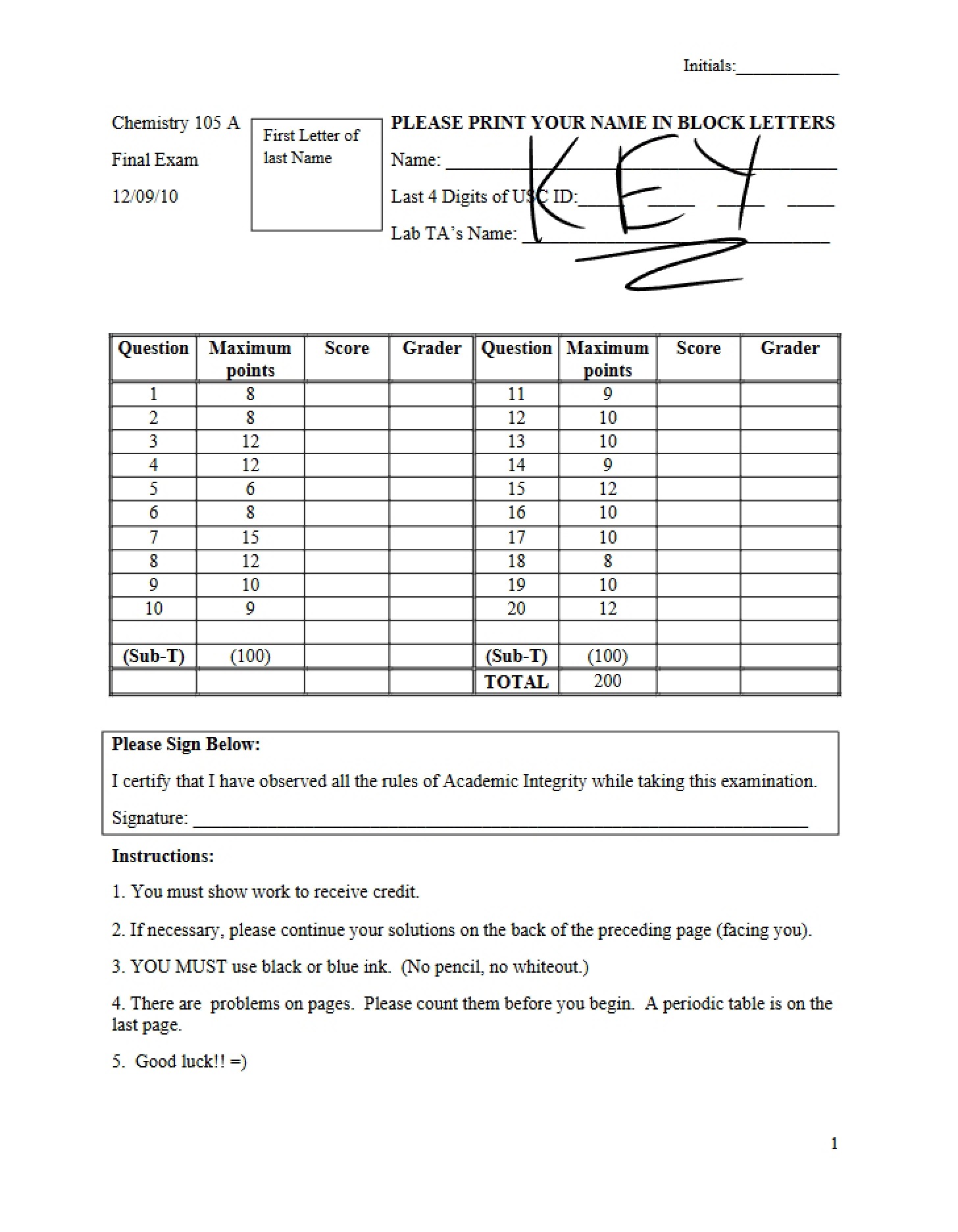 End-of-Term Examination