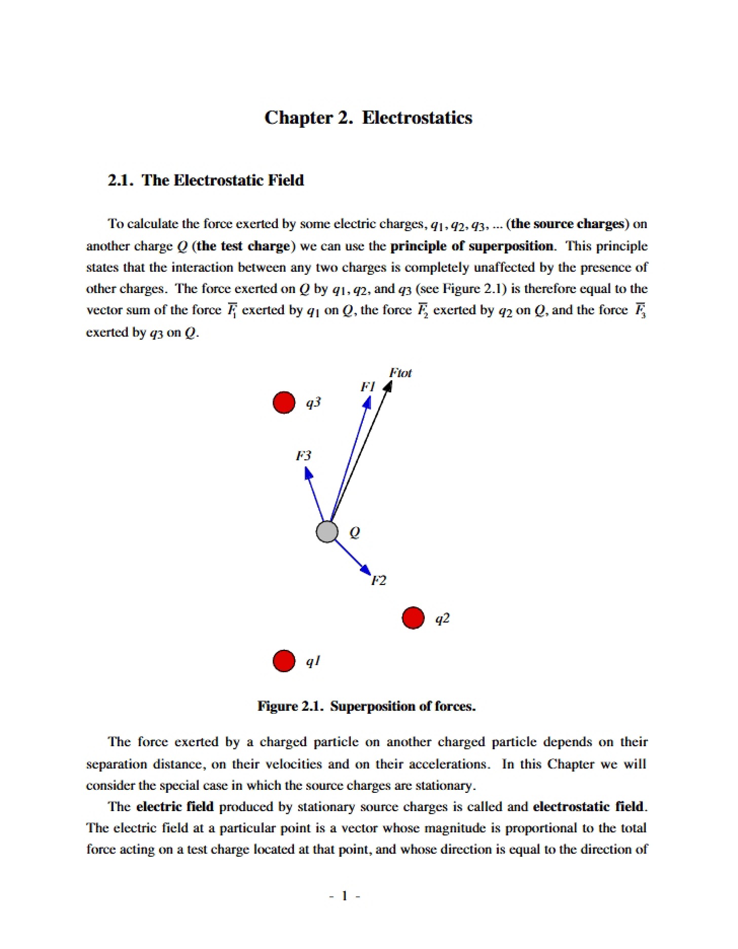Electrostatic Field Chapter Two Notes