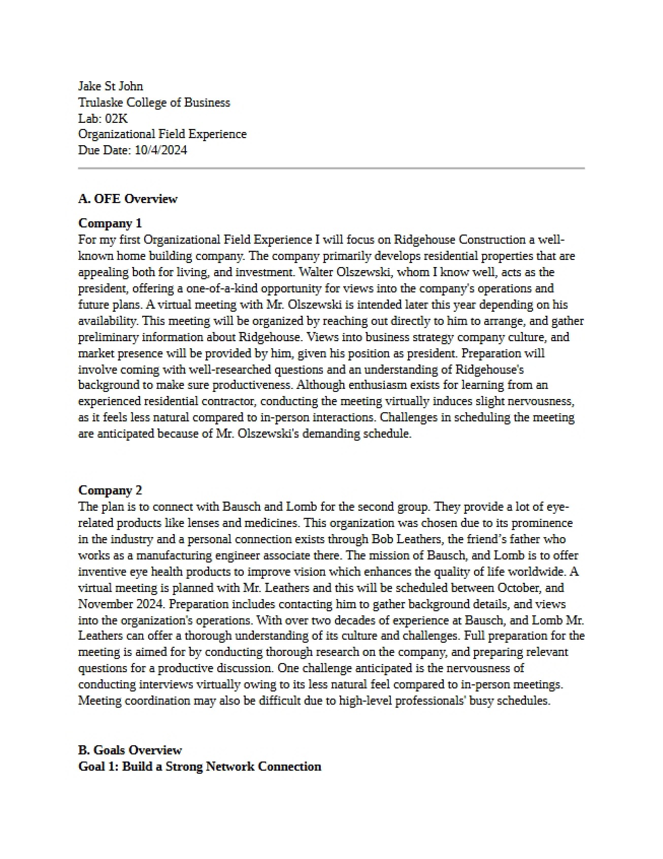 Planning Paper for OFE