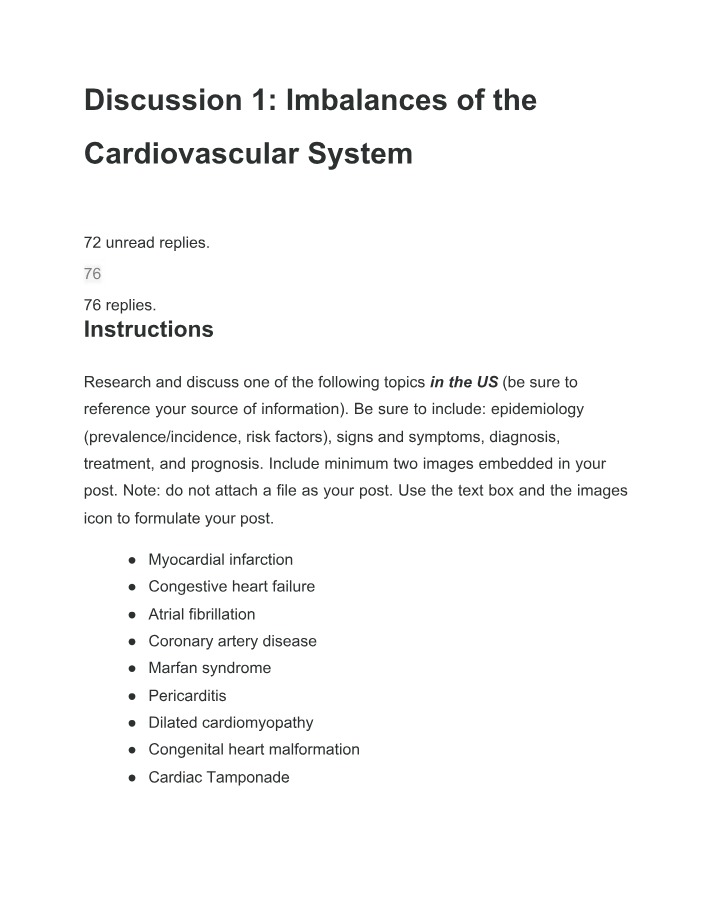 Cardiovascular System Imbalances - Discussion 1