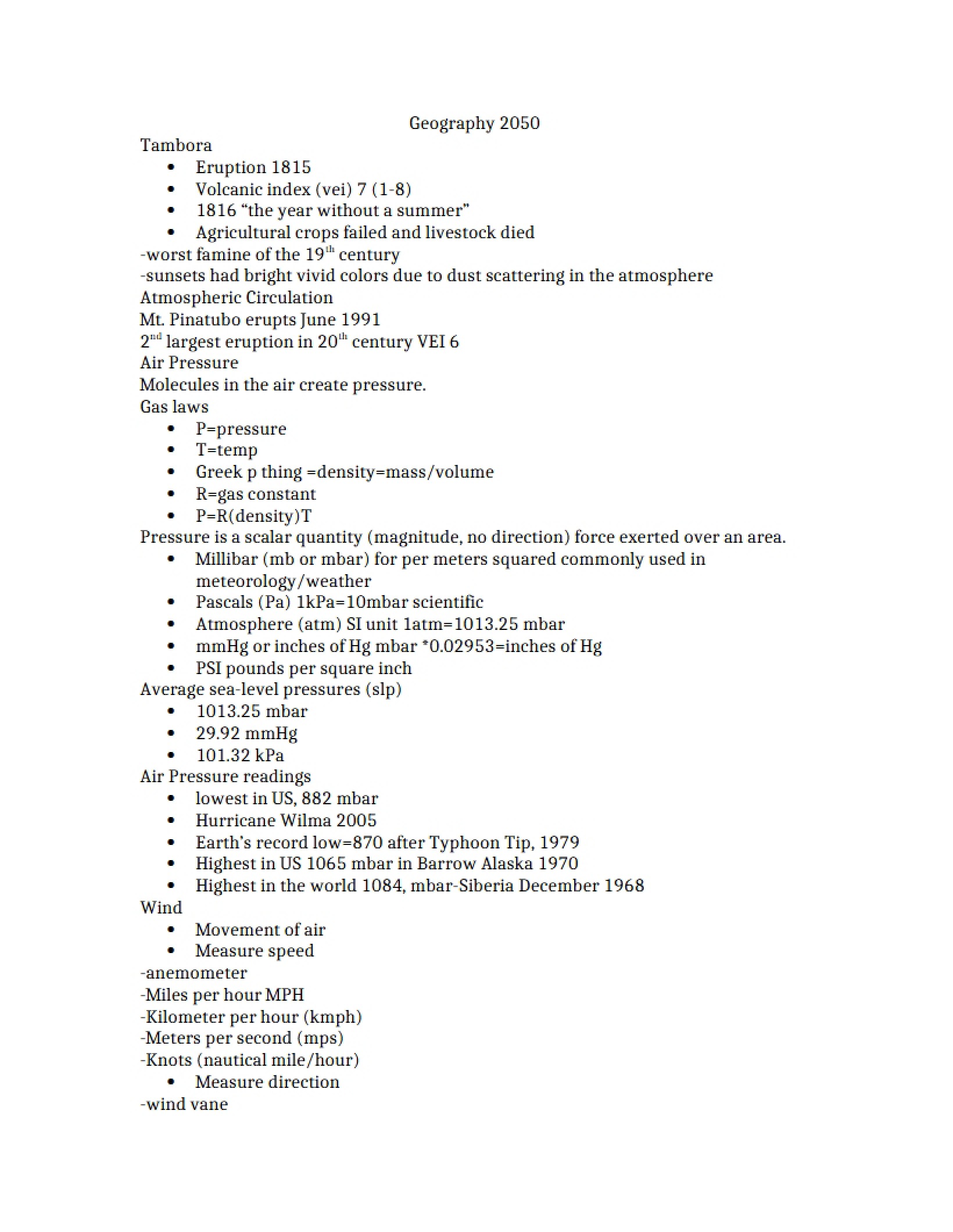 Atmosphere Course Notes