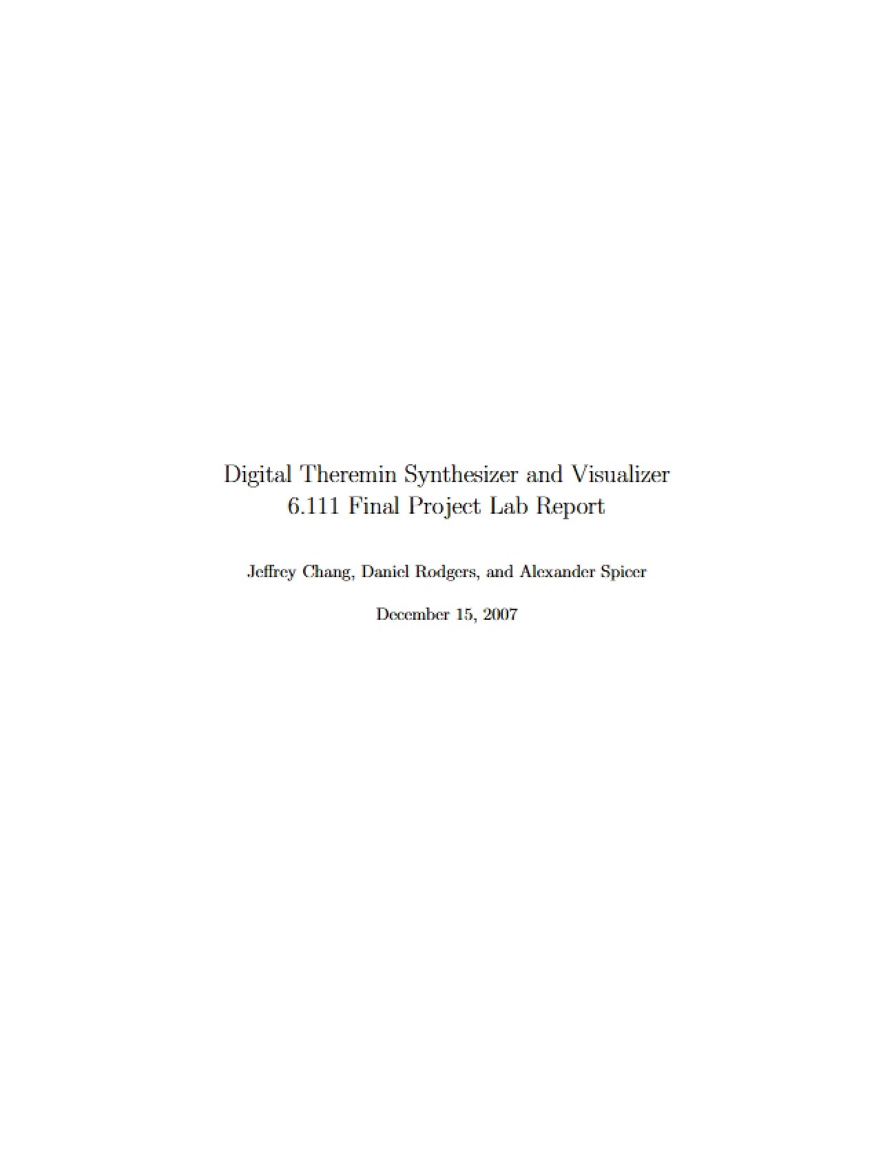 Visualizer and Synthesizer for Digital Theremin