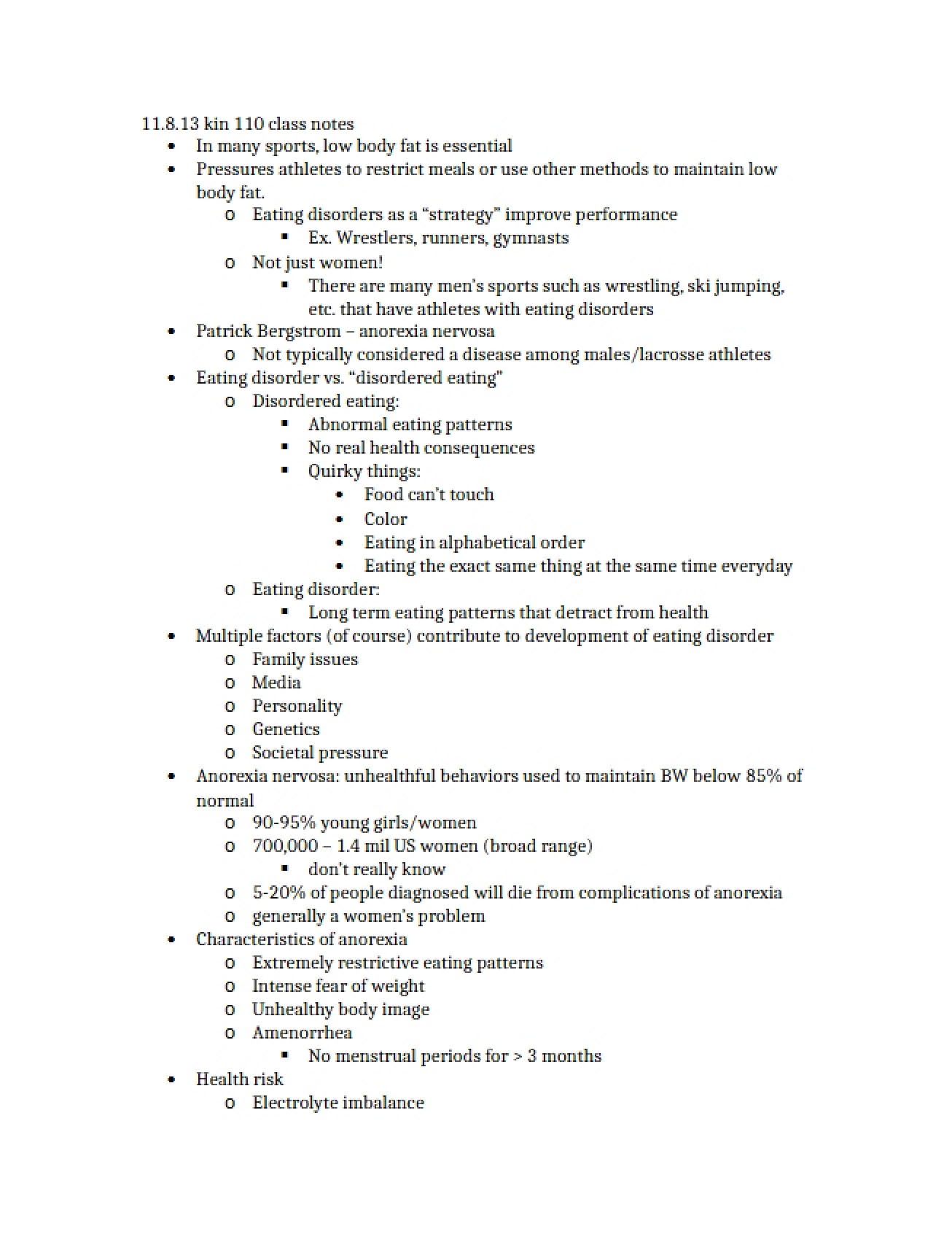 Class Notes from November 8, 2013