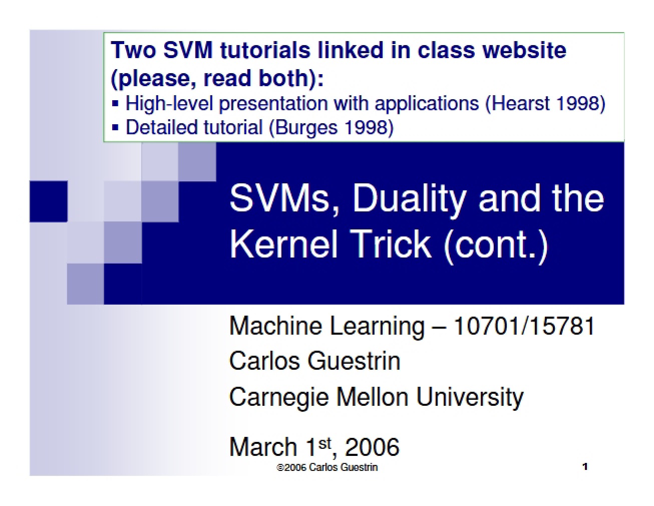Kernel Trick, Duality, and SVMs