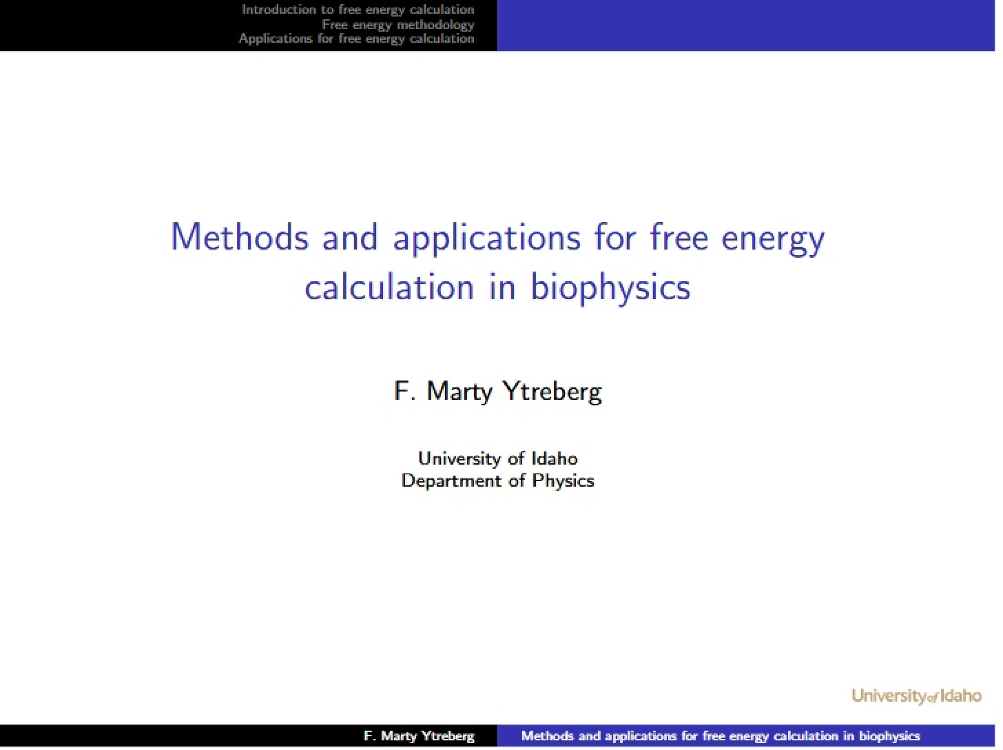 Biophysics Free Energy Calculation