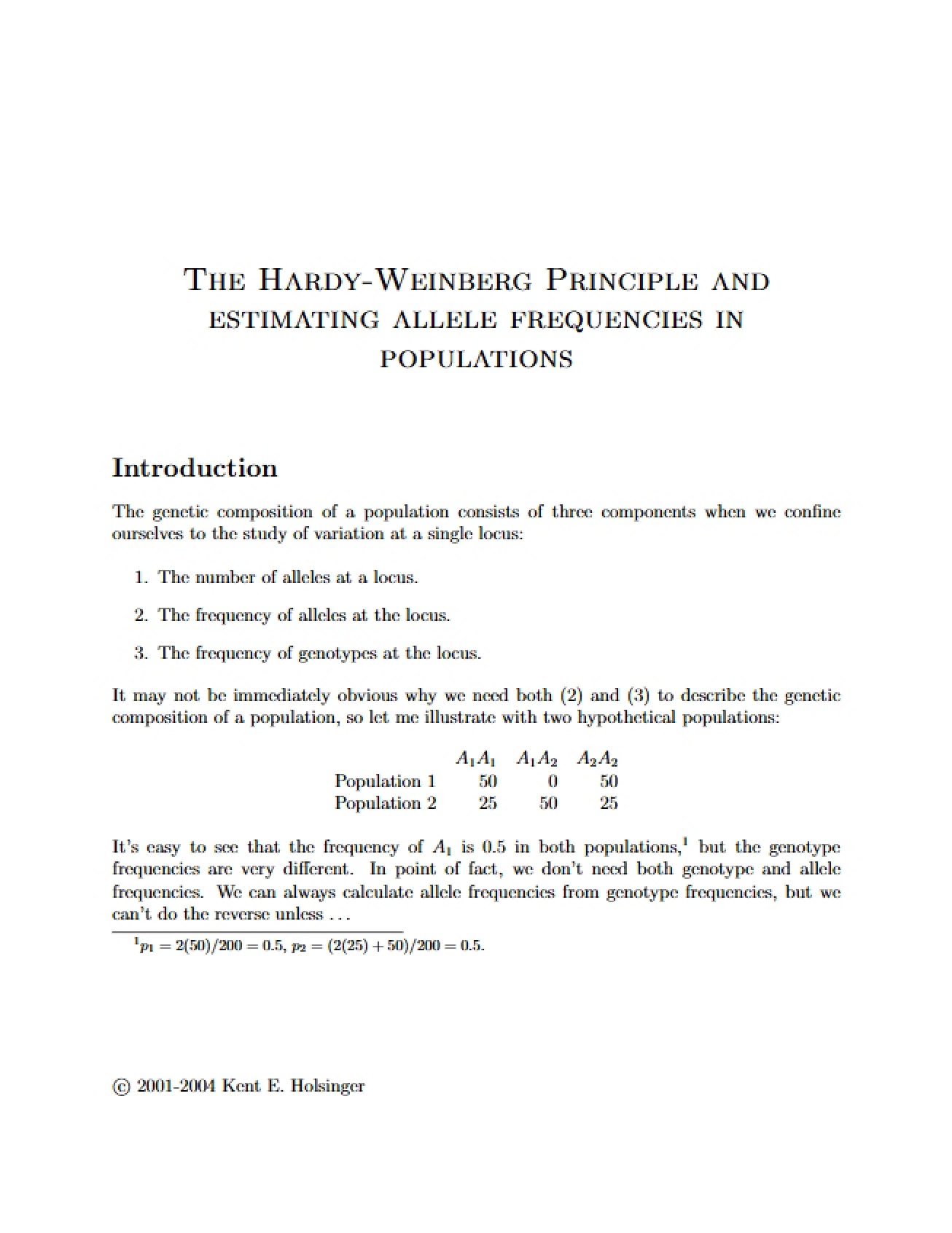 Principle of Hardy-Weinberg