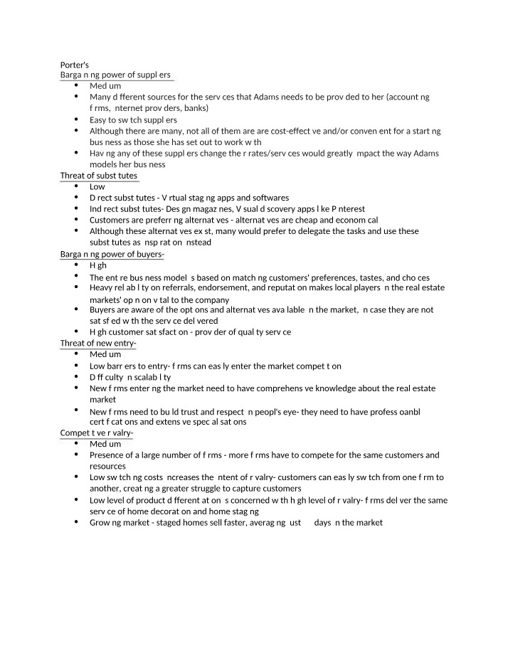 Analysis of Porter's 5 Forces