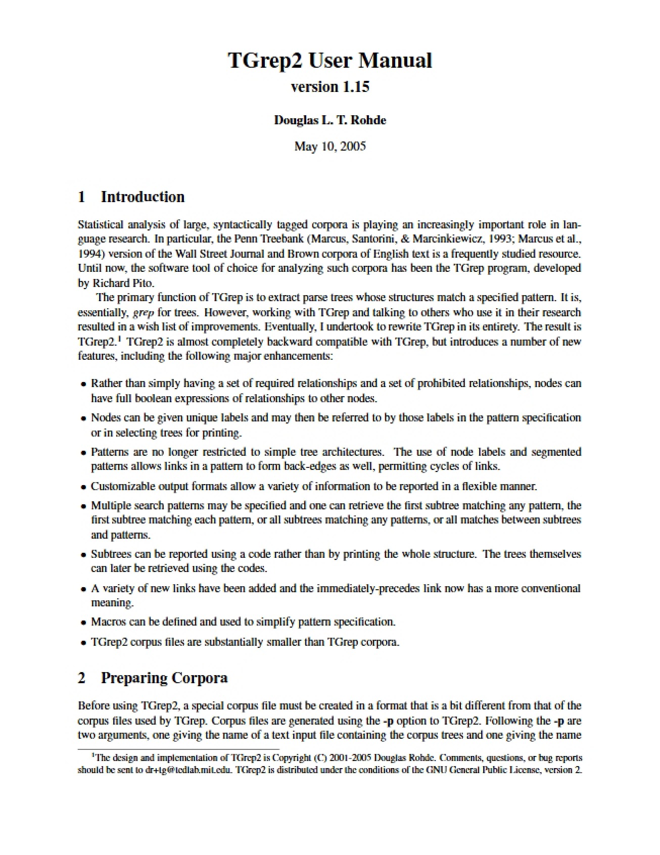 Manual for tgrep2