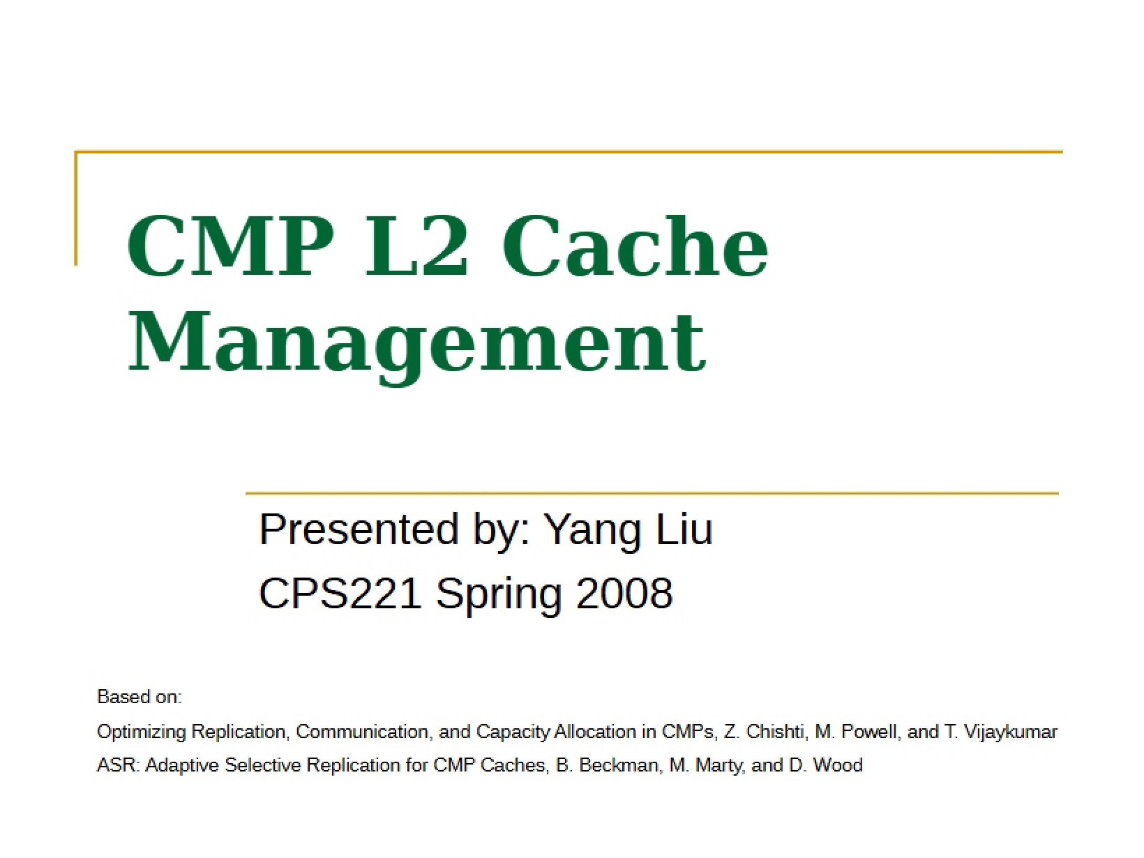 Managing Caches