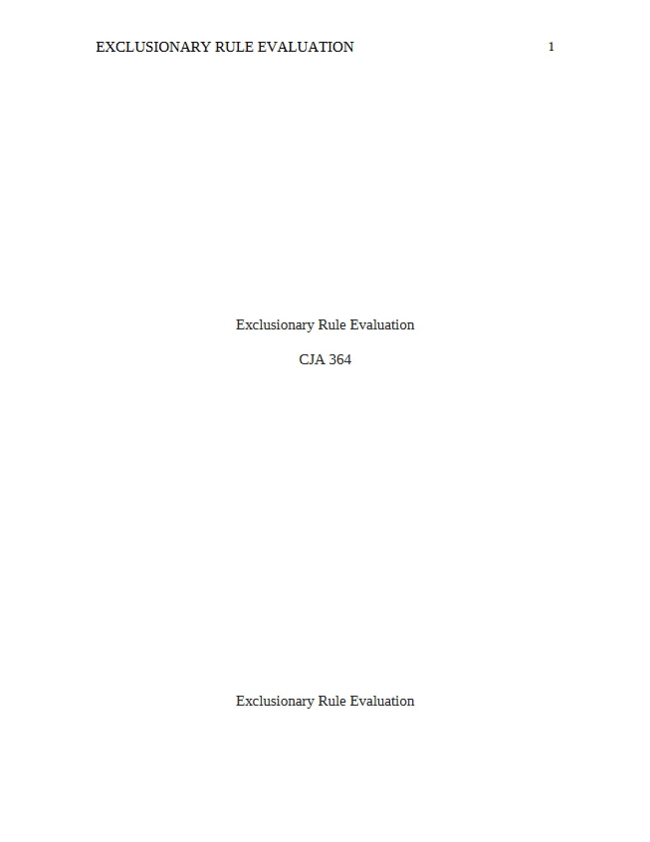 Evaluation of the Exclusionary Rule