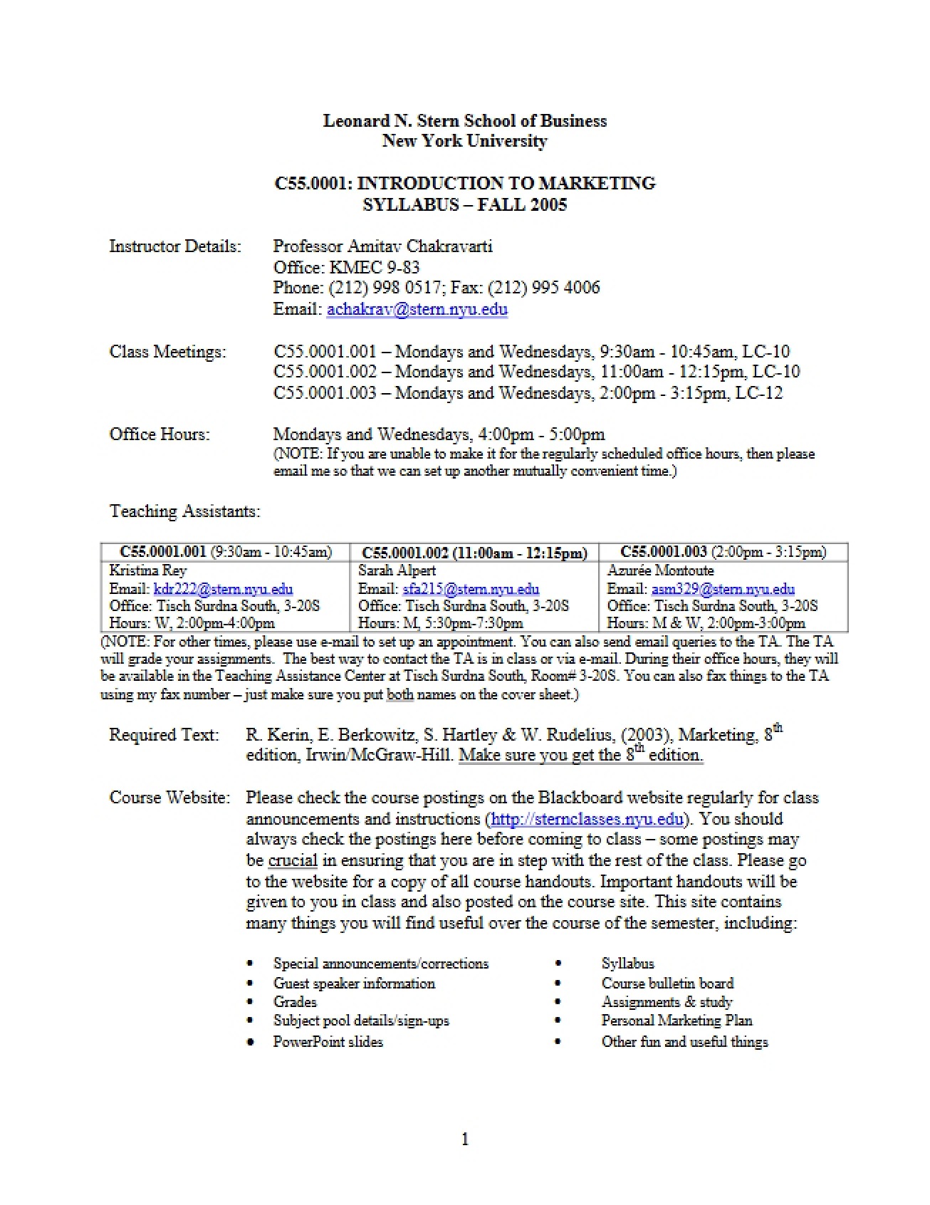 Syllabus Introduction to Marketing