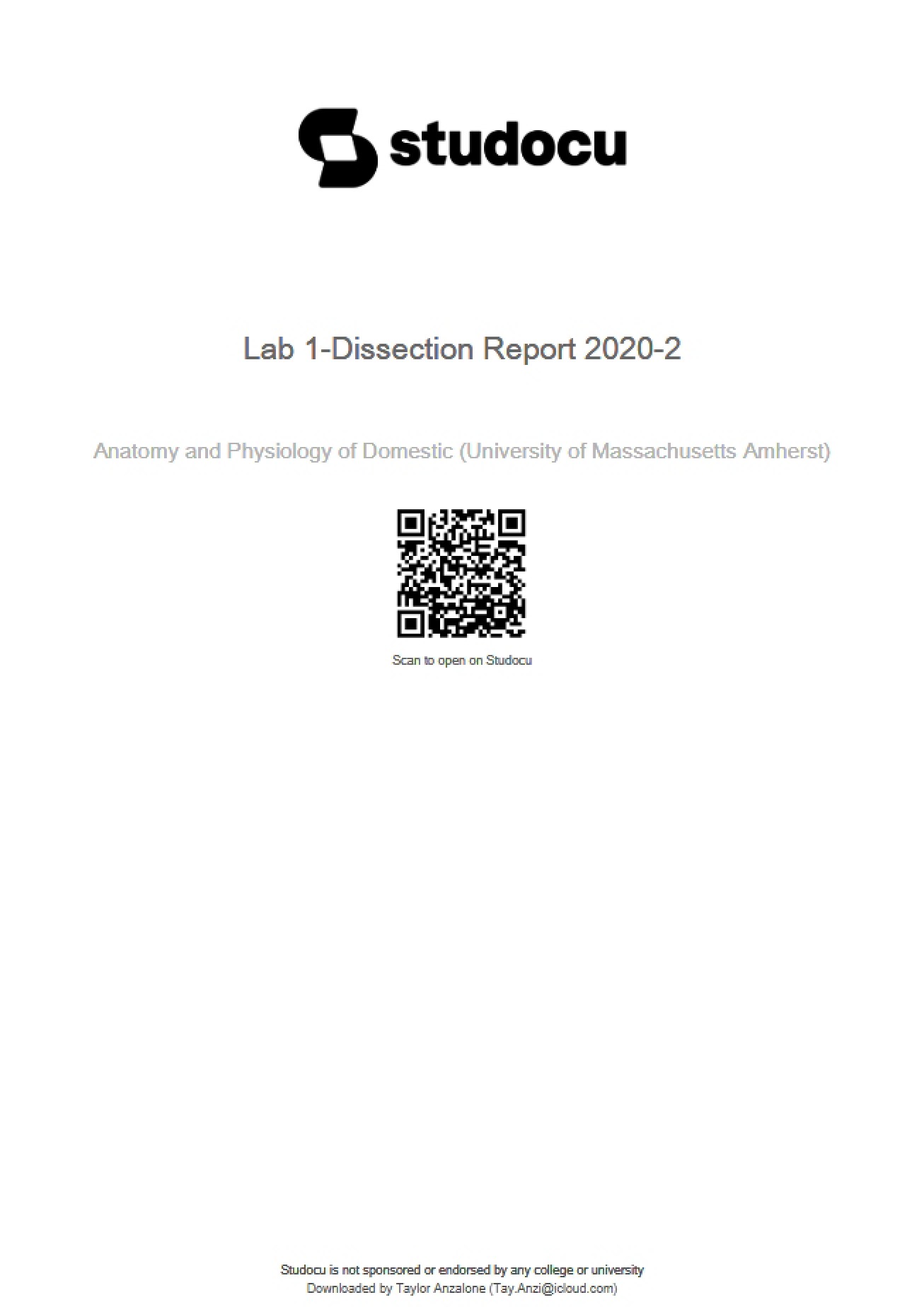Report on Dissection (Lab 1)