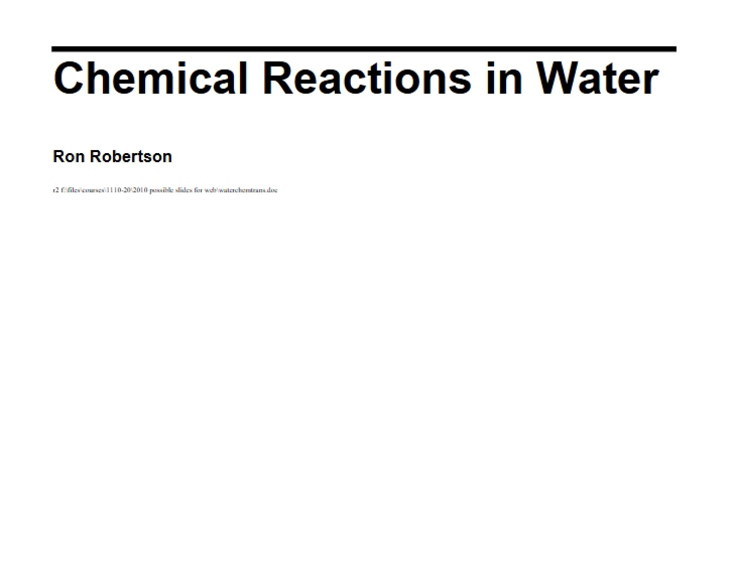 Aqueous Chemical Reactions