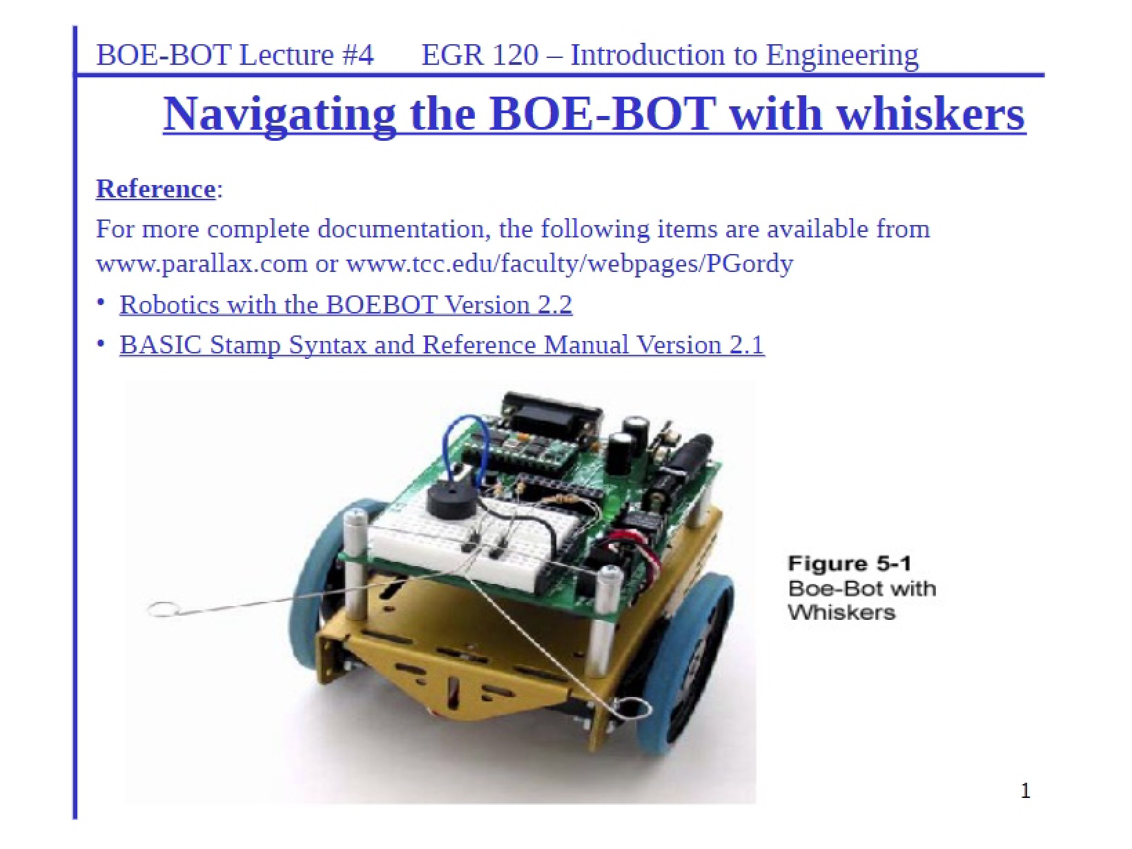 Whisker Navigation for BOE BOT