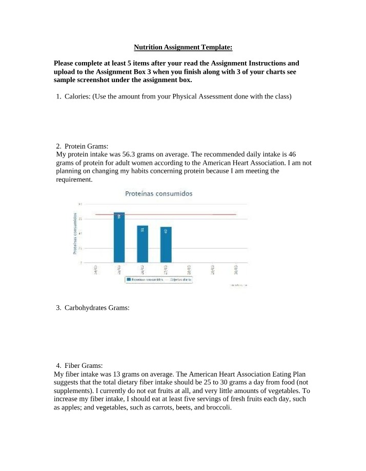 Template for Nutrition Assignment