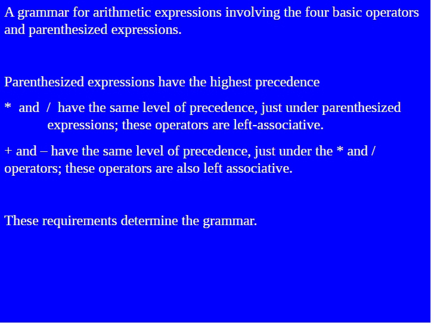 Arithmetic Expressions Grammar