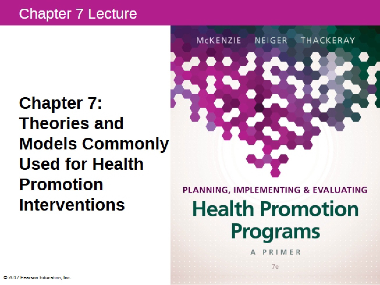 Fall 2016 Chapter 7 Theories and Models for Health Promotion Interventions