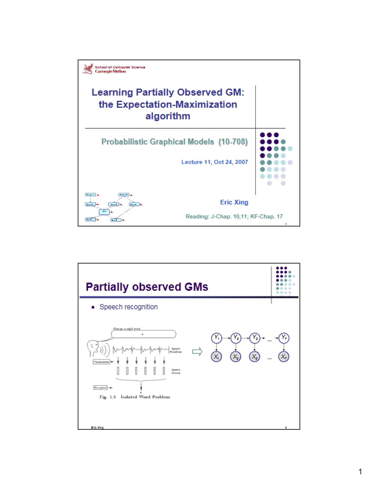 Session 13 of Probabilistic Graphical Models