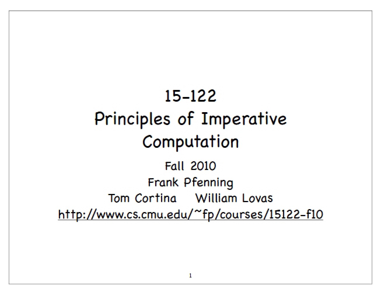 Part One Principles of Imperative Computation