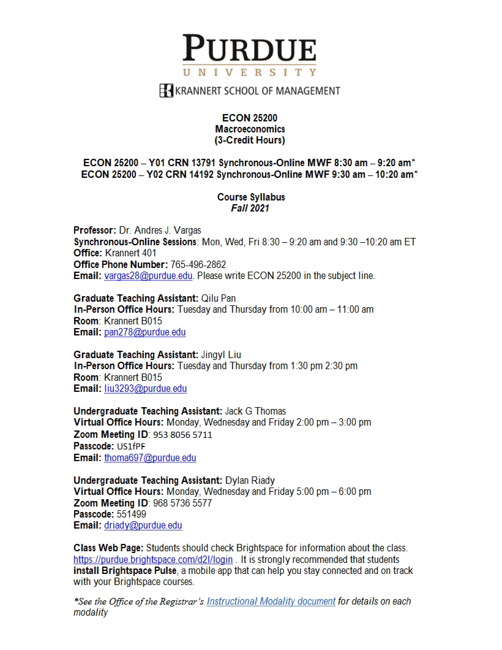 Class Syllabus