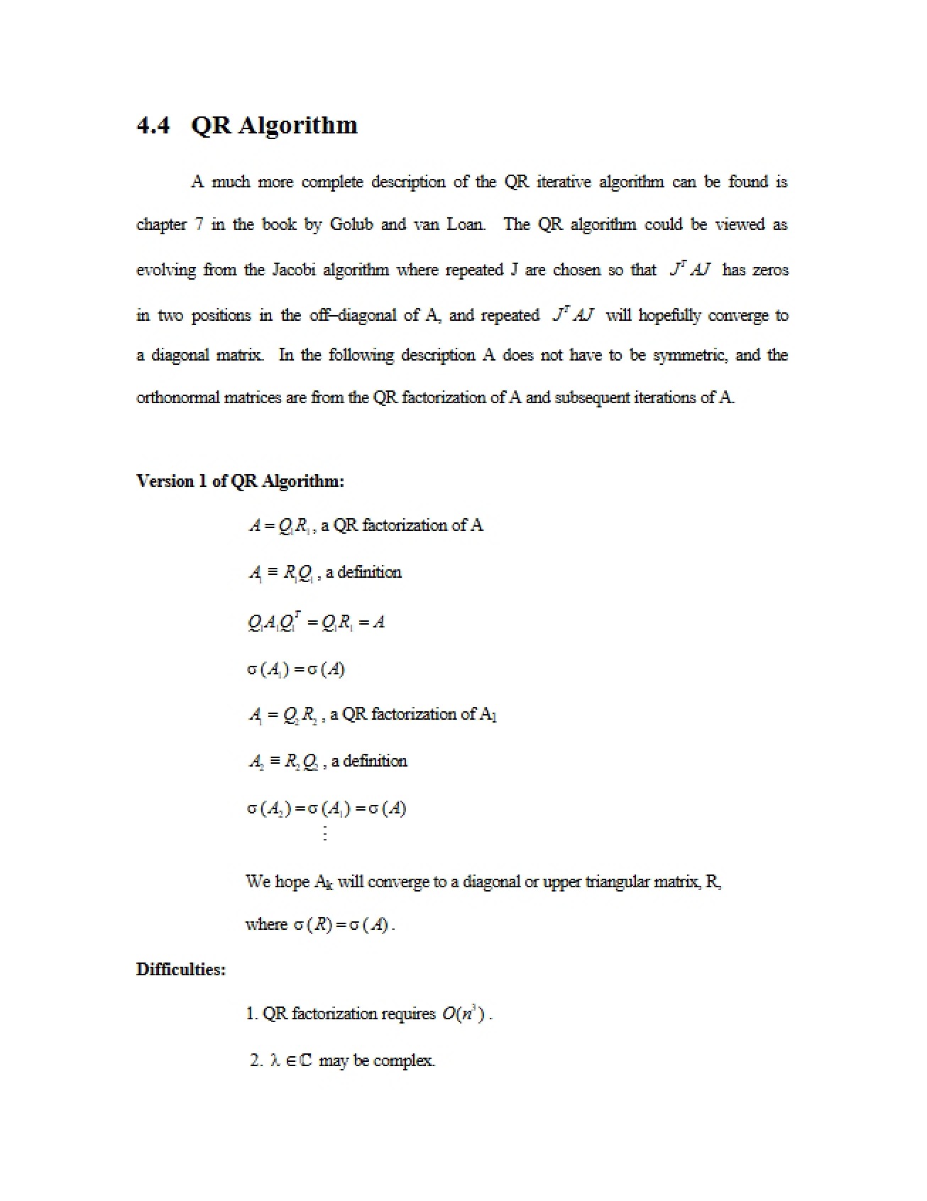 Algorithm QR