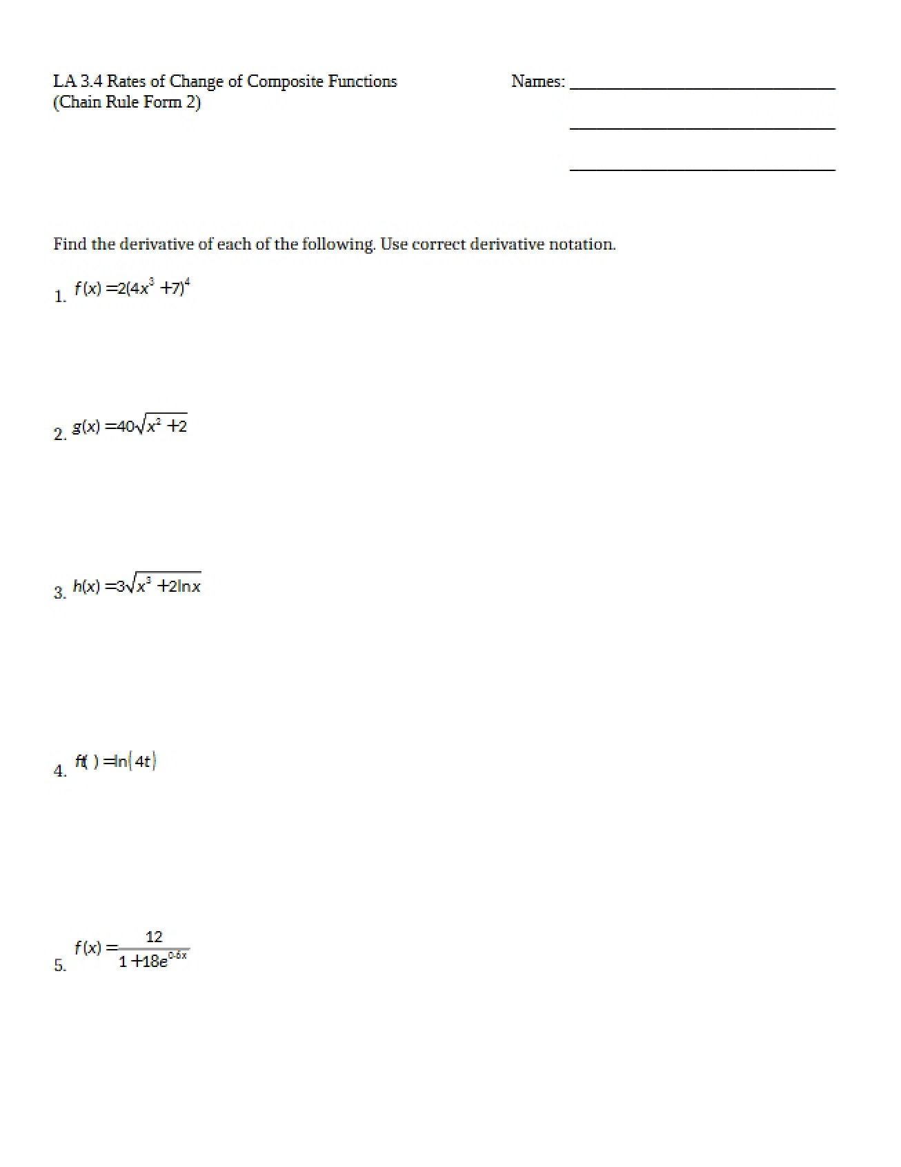 Extra Practice for Section 3.4