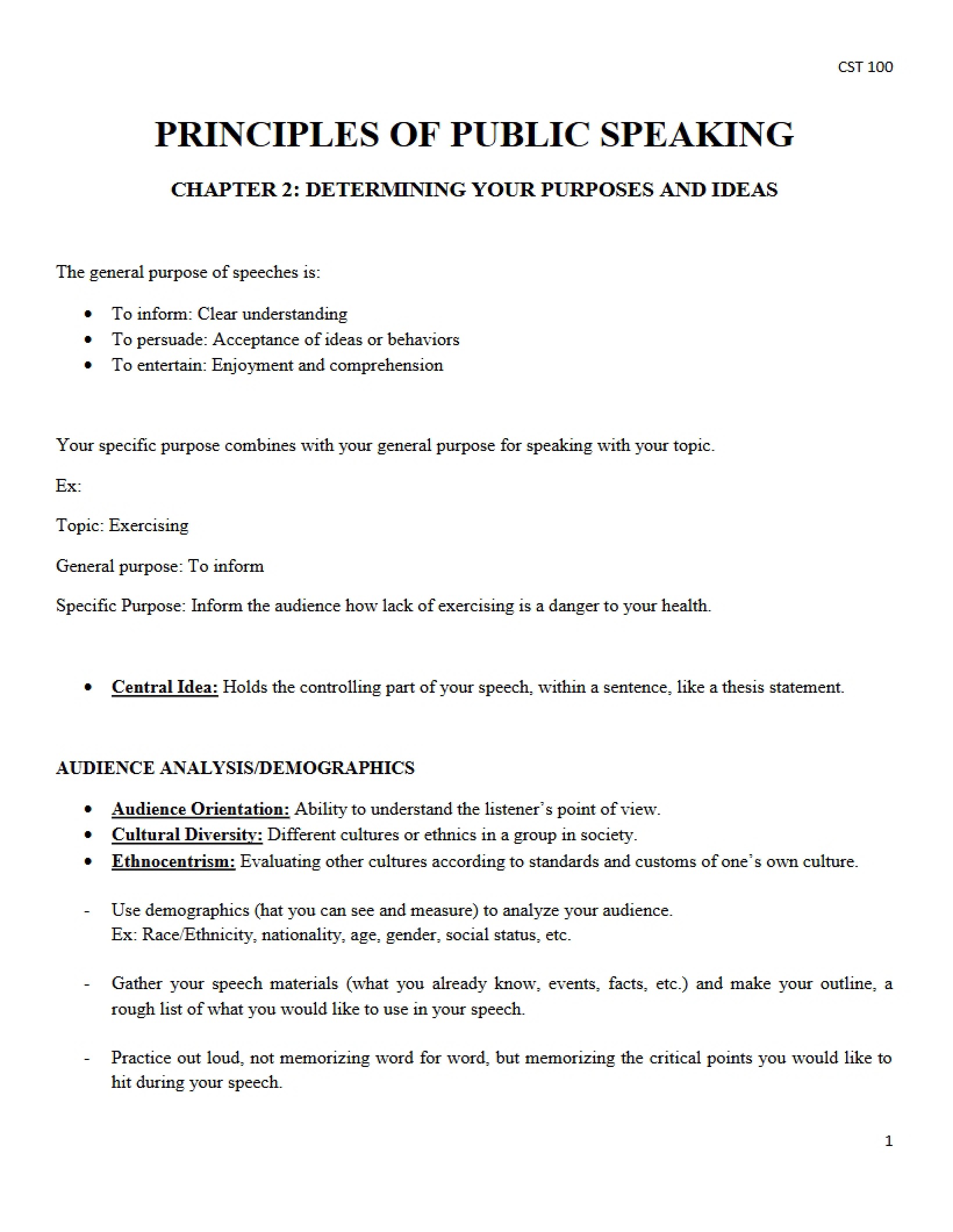 Idea and Purpose Determination Chapter 2