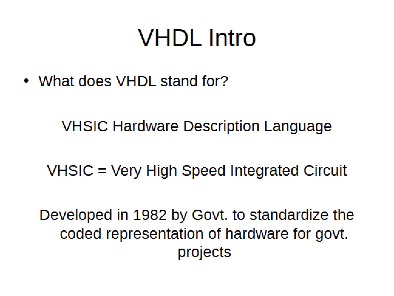 VHDL Programming Introduction
