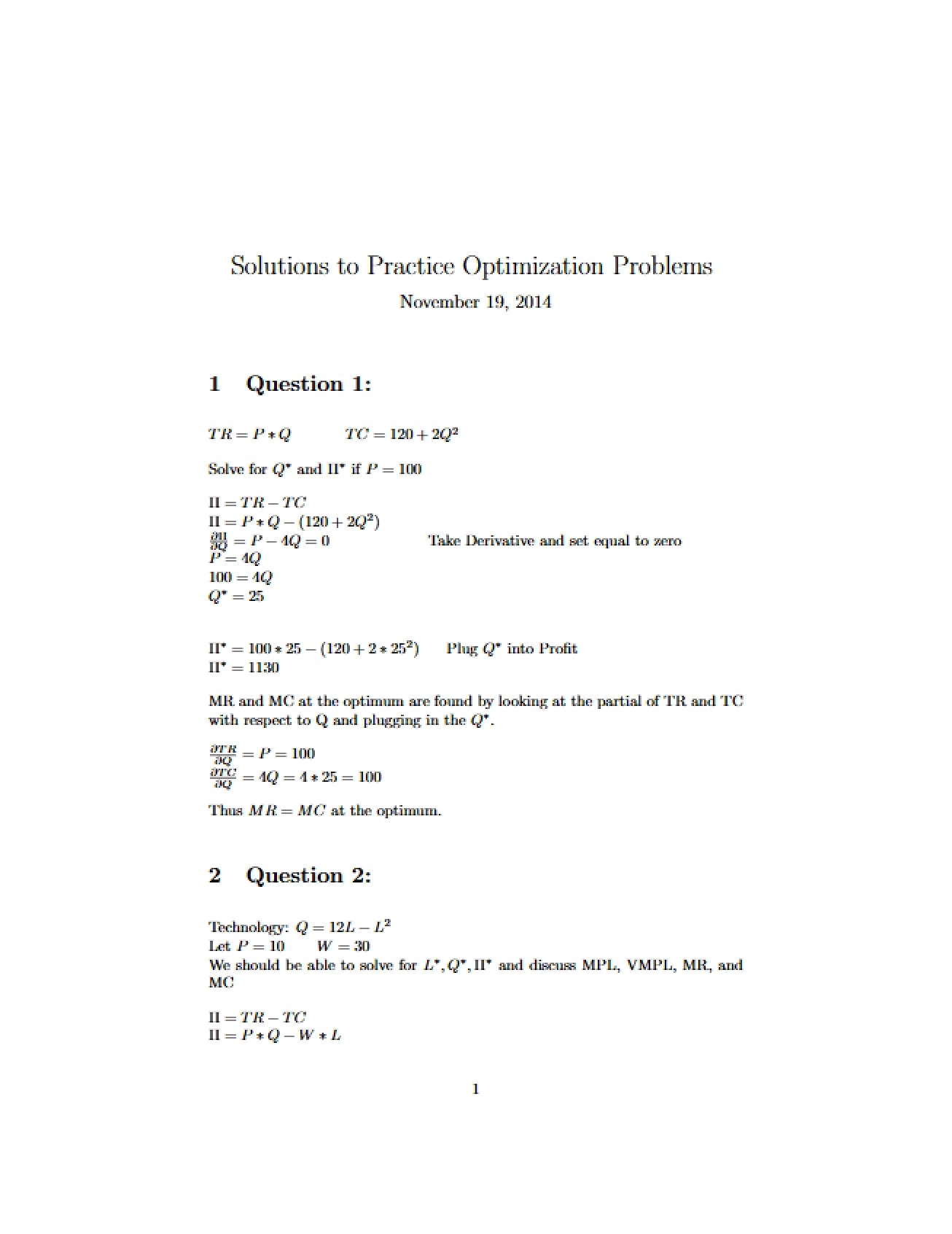 Optimization Solutions