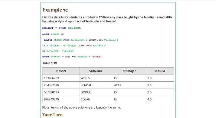 Student Enrollment Data - Hybrid Join and Nested Query Example